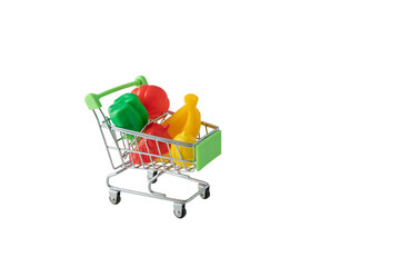 groceries trolley isolated on white background