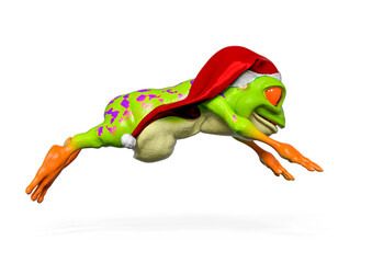 santa frog cartoon is happy and jumping for chirstmas