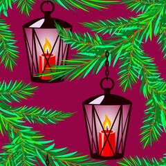 Vector - Christmas lantern seamless pattern.