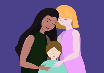 Couple of women with a child - LGBTQIA+  - love and family