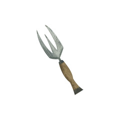 Obraz premium Watercolor gardening equipment element shovel. Metallic color. Isolated on white background