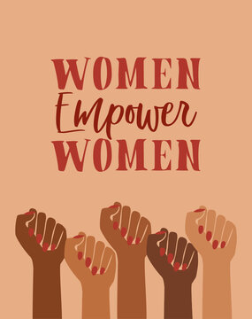 Women Empower Vector, Female Empowerment, Brown Power, Feminine, Feminist Pride, Hands Fist Raised, Retro Graphic Design, Gender Equality Issue Strong Women, Girl Power Art Print