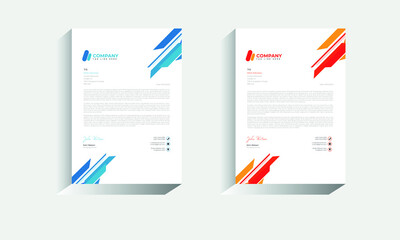 Blue and orange Abstract Letterhead Design Template - vector
