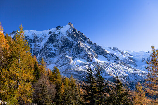 A mountain in the Mont Blanc massif in the Alps, the Aiguille de Midi. Elevation of around 3842 meters. © cubrick