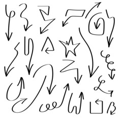 hand drawn set of arrows black 