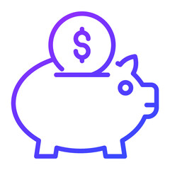 piggy bank outline icon, business and finance icon.