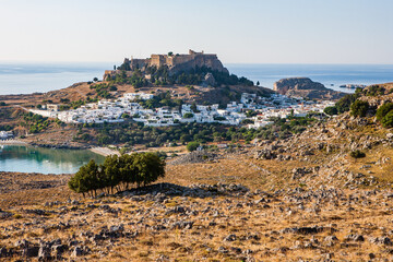 View of Lindos from above-Rhodes-Greece