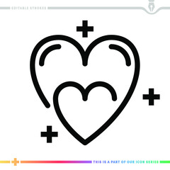 Obraz premium The editable line icon of caring people can be used as a customizable black stroke vector illustration.