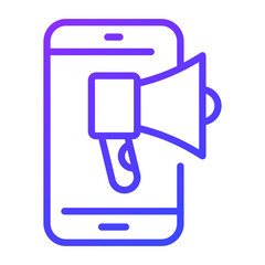 mobile marketing outline icon, business and finance icon.