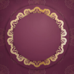 Template Congratulatory Flyer burgundy with Indian gold pattern for your design.