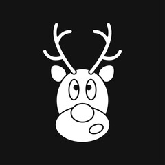 Reindeer icon Christmas card. Isolated on black background, vector illustration. Christmas Design