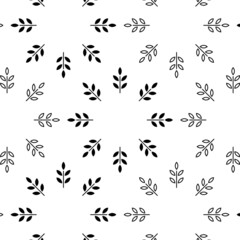 Leaf Seamless Pattern Background. White Background Design Vector Illustration