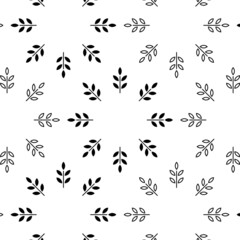 Leaf Seamless Pattern Background. White Background Design Vector Illustration