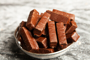 Assortment of delicious chocolate candies background. Chocolate candy isolated 