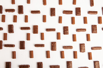 Assortment of delicious chocolate candies background. Chocolate candy isolated 