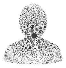 Vector infection carcinoma patient icon mosaic of contagious cells. Carcinoma patient collage is designed of infectious items, parasites, microbes, spores, contagious agents,