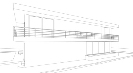 Modern villa architectural project 3d drawing