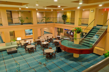 Lounge area of a hotel. Fragment of the lobby of the five stars hotel. Interior design.
