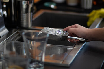 Espresso coffee being prepared in a small local coffee shop