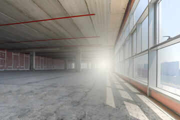 Concrete interior of building under construction.. 