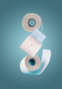 Toilet Paper On A Blue Background, Flying Objects