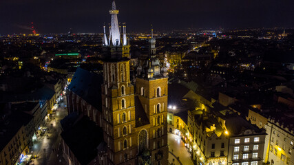 Rynek Główny Kraków nocą / Main Market Square Krakow at night - obrazy, fototapety, plakaty