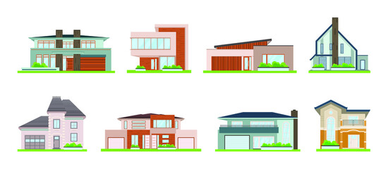 Vector illustration of a house on a white background. Sweet home. Icons for cottages, townhouses, villas, houses, buildings. A hand drawn house. The project of the building. Drawing of the house