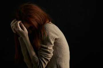 Obraz premium scared woman with bruises under her eyes beating depression abuse