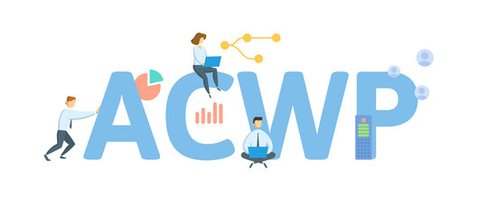 ACWP, Actual Cost of Work Performed. Concept with keyword, people and icons. Flat vector illustration. Isolated on white.