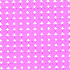 pink hearts set hand drawn on white background