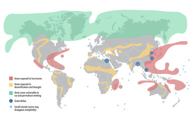 The climate change and environmental refugee world map
