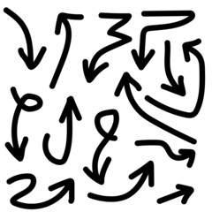 arrows set hand drawn on white background
