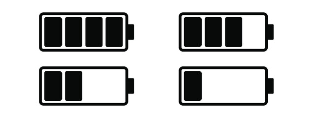 Set of capacity battery icons. Mobile phone charge level illustration sign collection in flat style. Vector
