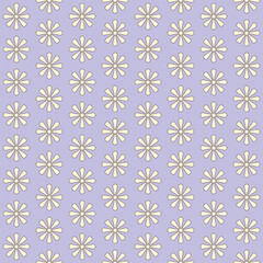 Vintage floral seamless pattern. 1960s. 1970s retro aesthetique. Simple geometric flowers, abstract vector illustration. Groovy graphic print for fabric, paper, stationery