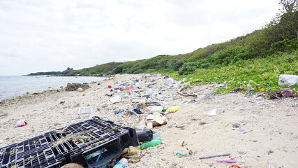 環境破壊、ビーチにゴミ
