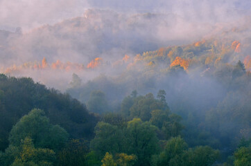 Hazy Rural Landscape in October