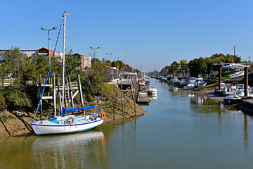 Fototapeta na wymiar Marina of La Tremblade, a commune in the Charente-Maritime department and Nouvelle-Aquitaine region in south-western France