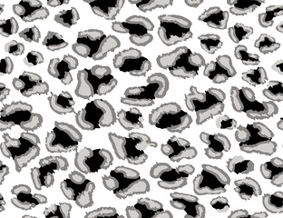 Full seamless leopard cheetah animal skin pattern. Ornamental Gray White Design for women textile fabric printing. Suitable for trendy fashion use.