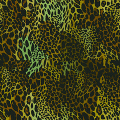 Full seamless leopard cheetah animal skin pattern. Yellow Design for women textile fabric printing. Suitable for trendy fashion use.