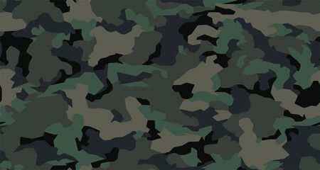 Full seamless military camouflage dark texture skin pattern vector for textile. Usable for Jacket Pants Shirt and Shorts. Dirty army camo masking design for hunting fabric print and wallpaper. - obrazy, fototapety, plakaty