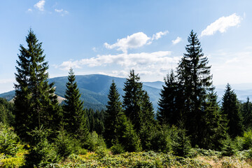Landscape seen from the road to Groapa Ruginoasa, natural reservation in the Apuseni Mountains. Bihor county, Romania.