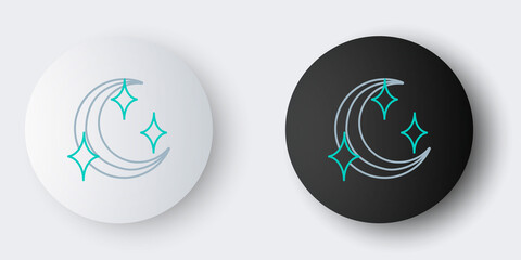 Line Moon and stars icon isolated on grey background. Colorful outline concept. Vector