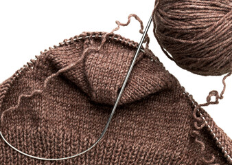 Fototapeta na wymiar knitting wool and knitting needles