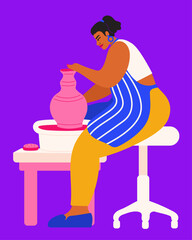 Illustration of person working on pottery wheel