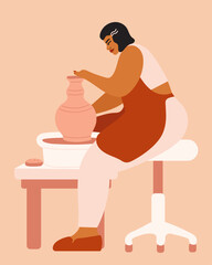 Illustration of person working on pottery wheel