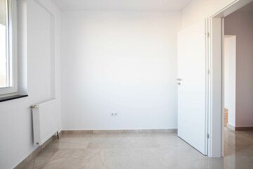 white empty room and wooden floor