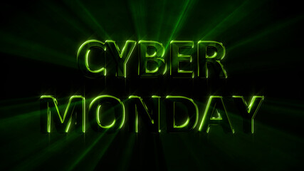 bright glowing text for cyber monday giveaway, isolated - object 3D illustration