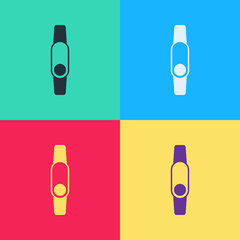 Pop art Smartwatch icon isolated on color background. Fitness App concept. Vector