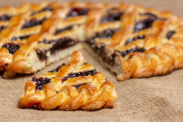 homemade tart with black currant jam
