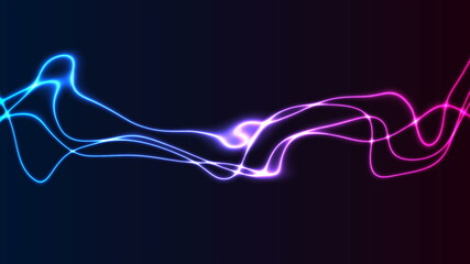 Abstract futuristic blue purple neon flowing waves background